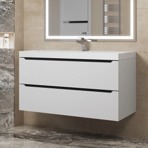 Тумба под раковину Uperwood Tanos 100 см, подвесная, белая/графит в Югорске - yugorsk.mebel24.online | фото