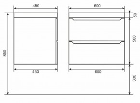 Тумба под раковину Uperwood Tanos 60 см, подвесная, белая/графит в Югорске - yugorsk.mebel24.online | фото 6