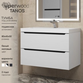 Тумба под раковину Uperwood Tanos 80 см, подвесная, белая/графит в Югорске - yugorsk.mebel24.online | фото 3