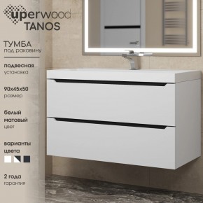 Тумба под раковину Uperwood Tanos 90 см, подвесная, белая/графит в Югорске - yugorsk.mebel24.online | фото 3